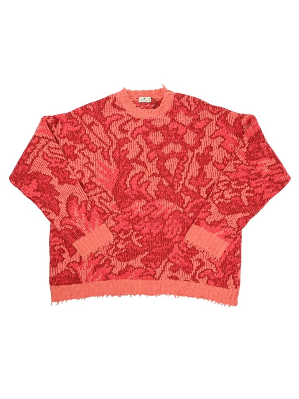 Etro Distressed Jacquard Wool Sweater 18727 in Red